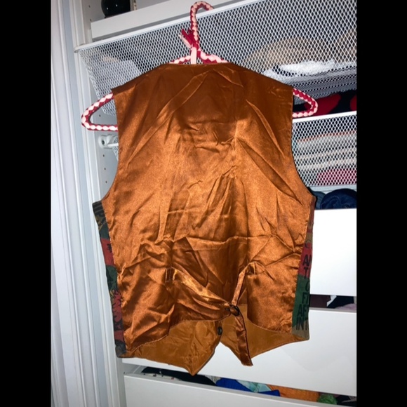 Vintage leather newspaper print vest - size Small - Picture 6 of 9